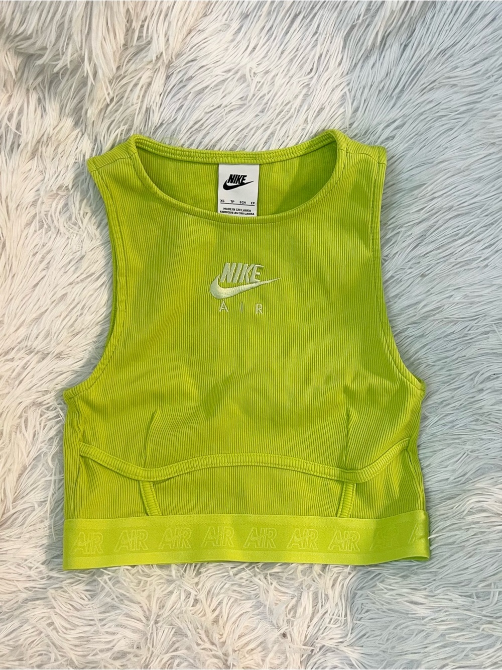Lime green Nike air workout yoga running sports crop top
